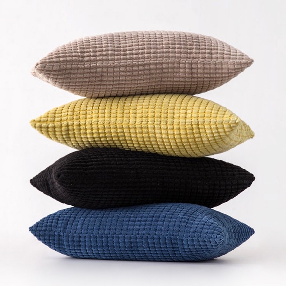 Textured Corduroy-Inspired Throw Pillow Cover – 18" x 18", Soft Waffle Weave - Picture 1 of 7